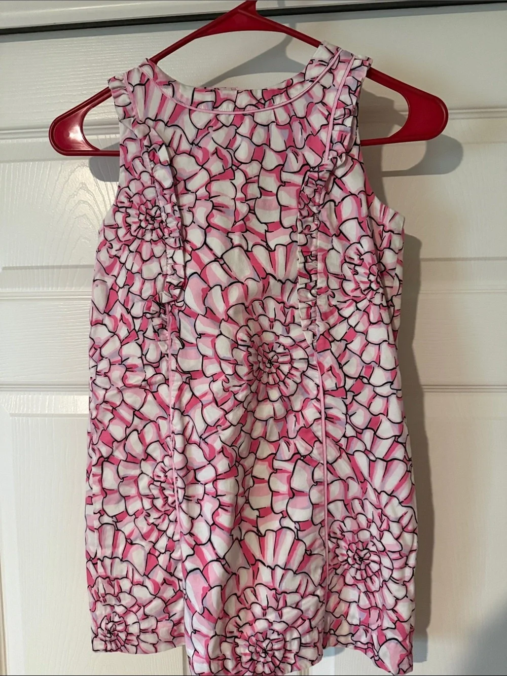 Lilly Pulitzer Girls Pink Floral Ruffle Shift Dress